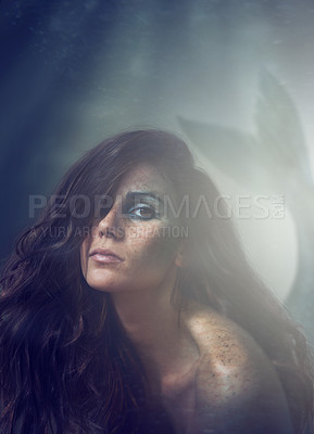 Buy stock photo A cropped portrait of a beautiful mermaid - ALL design on this image is created from scratch by Yuri Arcurs' team of professionals for this particular photo shoot
