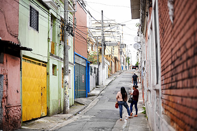 Buy stock photo A street in a poor town