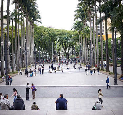 Buy stock photo Shot of a busy square