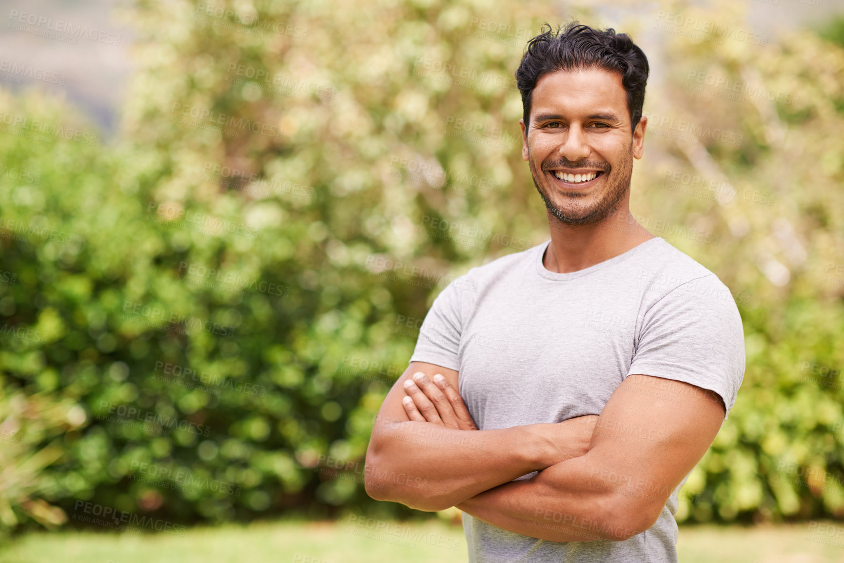 Buy stock photo Portrait of a handsome man standing outside