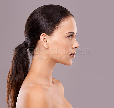 Buy stock photo Beauty shot of a young woman with perfect skin