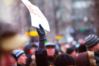 Buy stock photo Rear view shot of a group of protesters