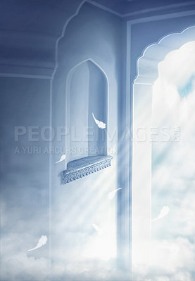 Buy stock photo A shot of light coming through a doorway in the clouds