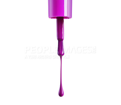 Buy stock photo A nail polish brush dripping against a white background