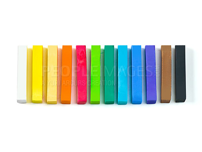 Buy stock photo Studio shot of a variety of pastel crayons