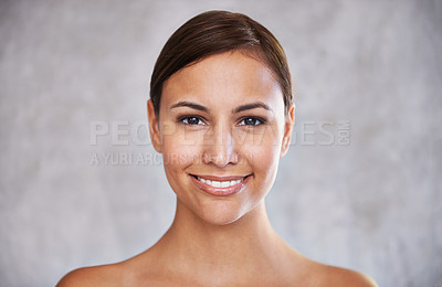 Buy stock photo An isolated portrait of a beautiful young woman smiling