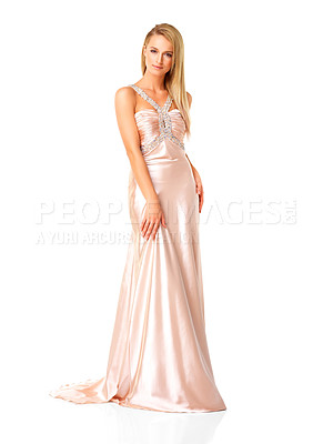 Buy stock photo Full length of stunning young female fashion model isolated on white background