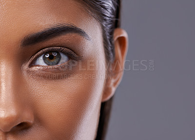 Buy stock photo Closeup portrait of a beautiful young woman in the studio