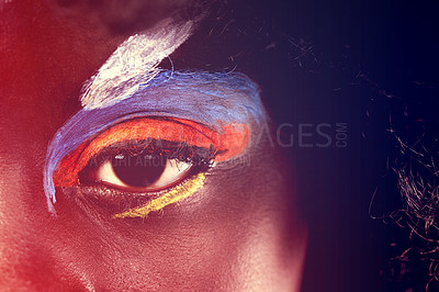 Buy stock photo Close-up of a woman's with makeup creatively applied