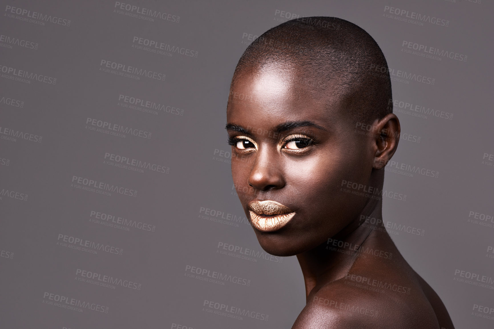 Buy stock photo Portrait of a beautiful african woman standing in studio
