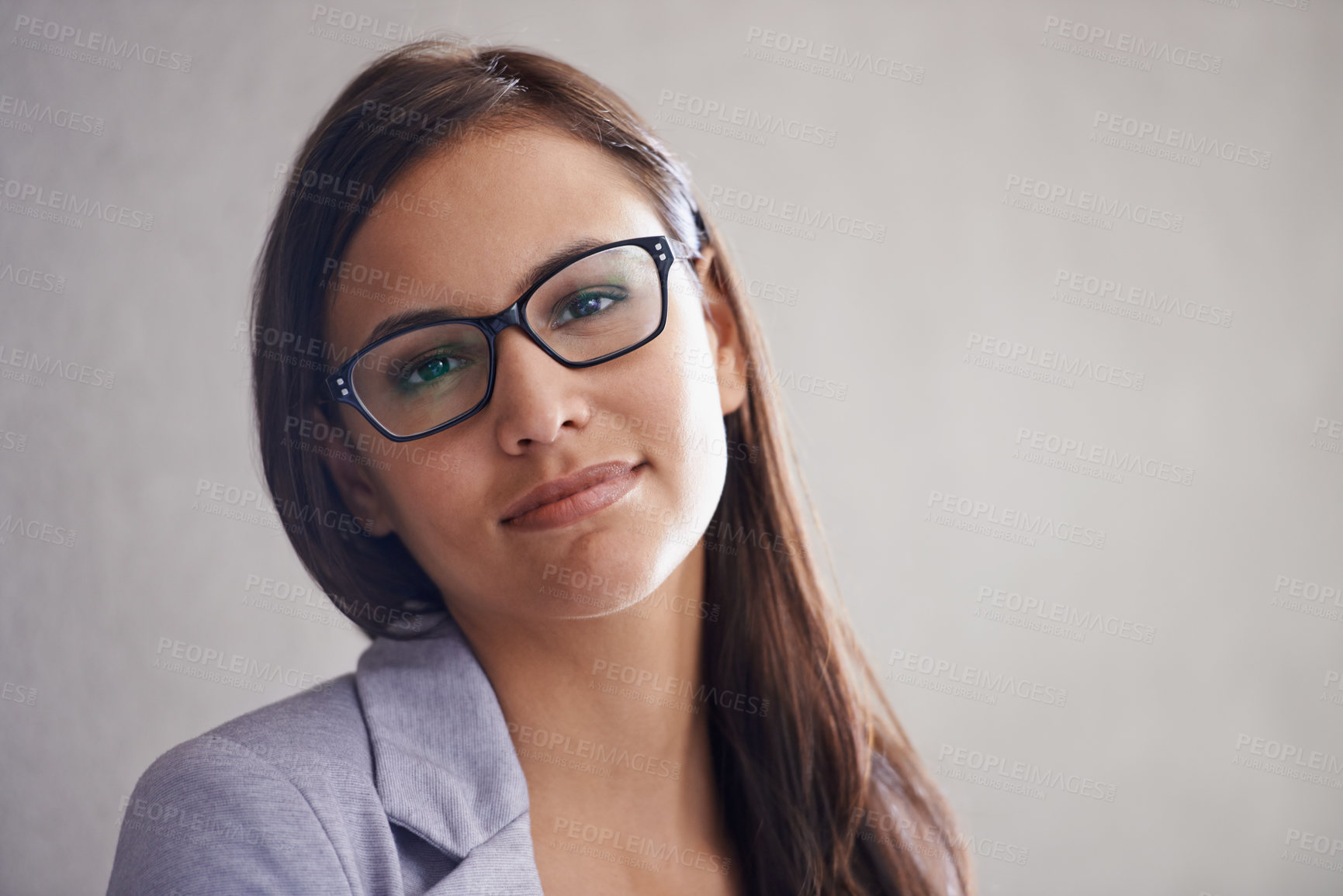 Buy stock photo Professional, woman and portrait of financial advisor in office with advice for business and development. Corporate, person and consultant with confidence, pride or working in finance on mockup space