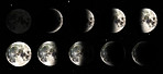 Evolution of the moon through it's phases