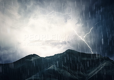 Buy stock photo Illustration of a landscape under a torrential storm