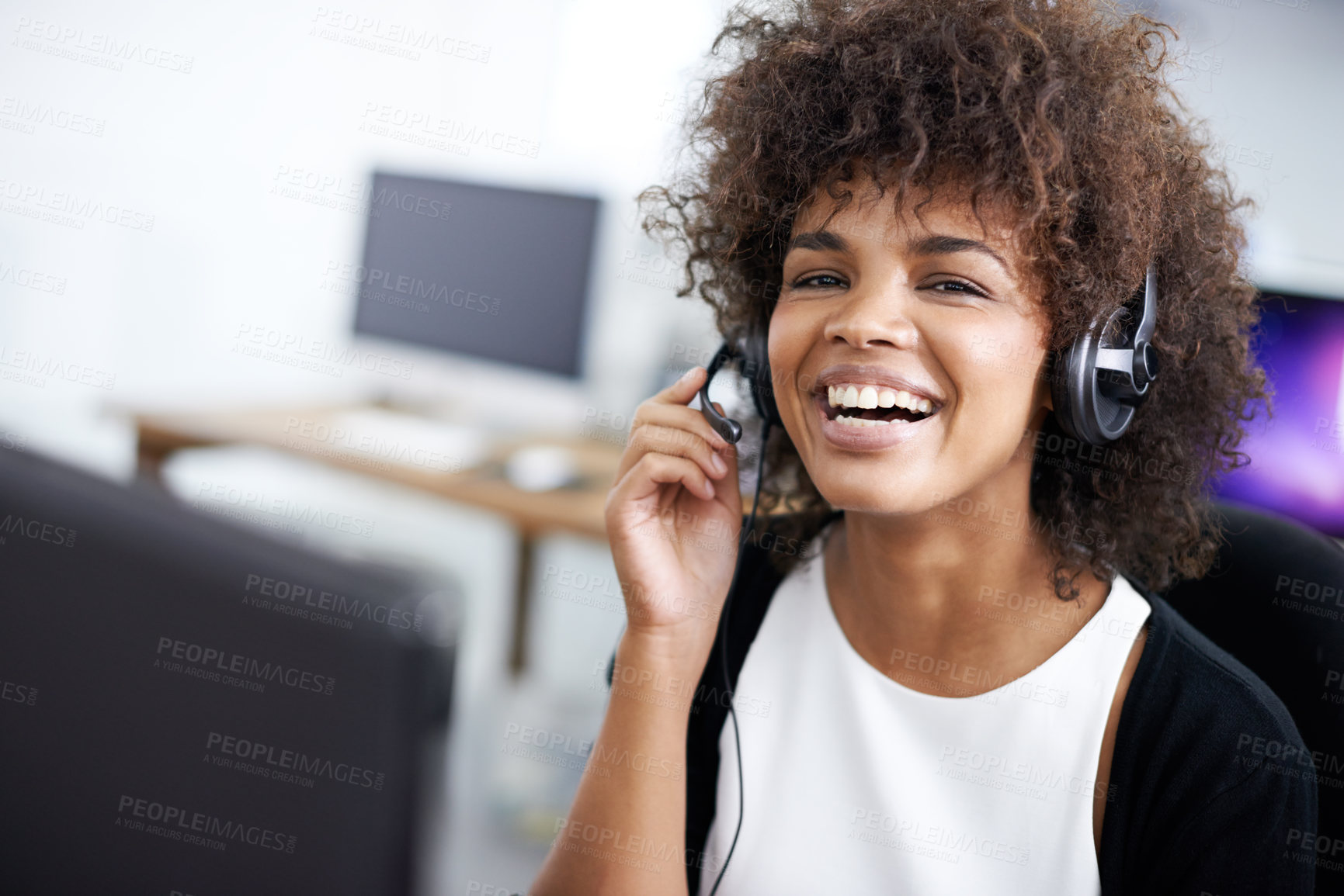 Buy stock photo Portrait of an attractive young female call center operator