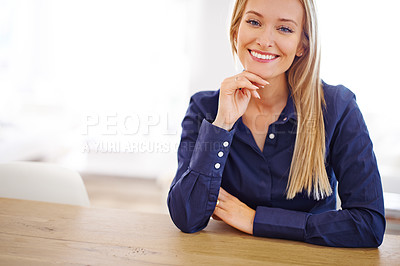 Buy stock photo Portrait, woman or smile in business, startup or career of expert, professional or entrepreneur. Businesswoman, happy and confident of employment in modern, corporate and office in Australia