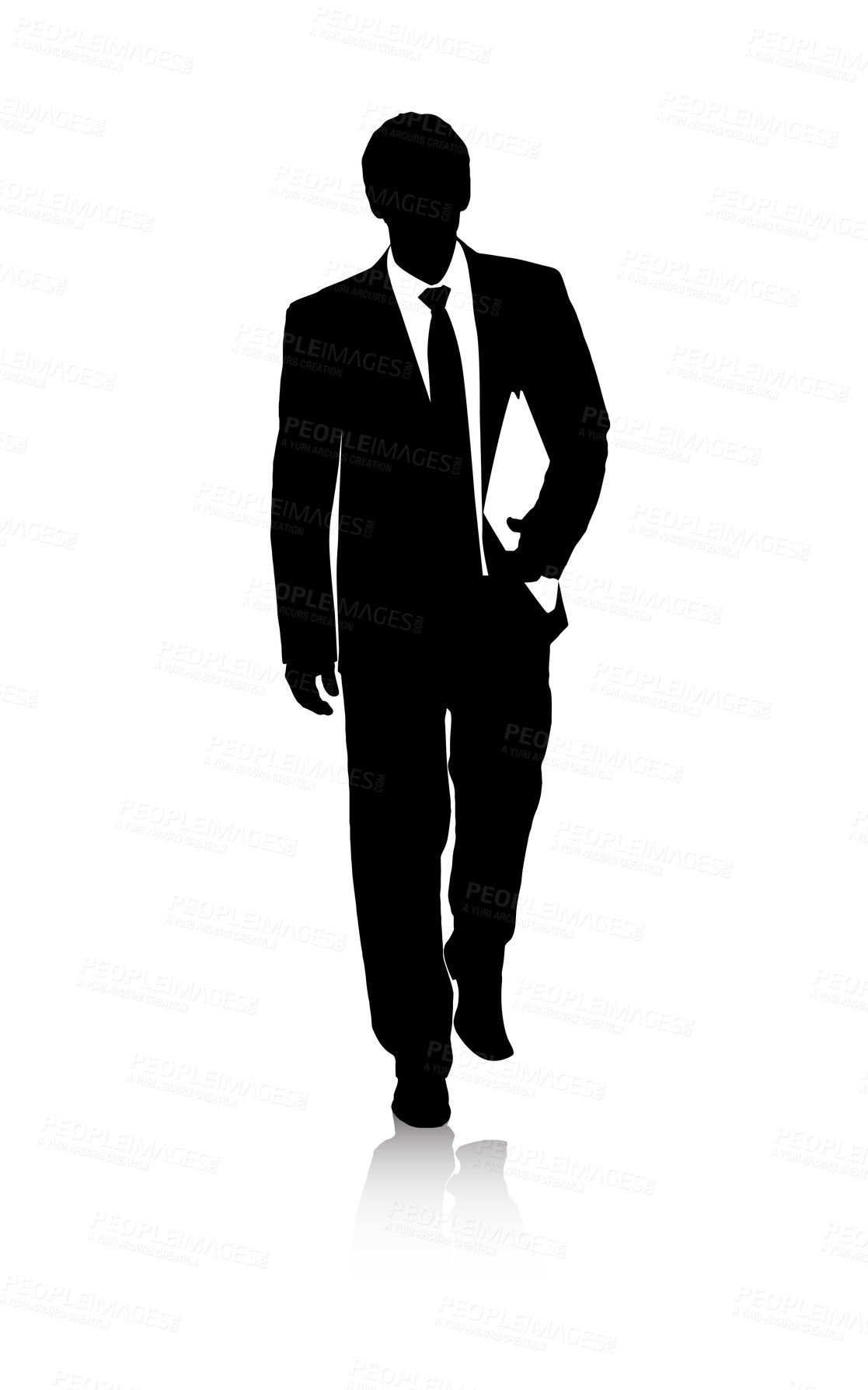 Buy stock photo Silhouette, business man or walking by white background with file, professional or working in graphic. Accountant, financial documents or auditing in illustration or paperwork in abstract in startup