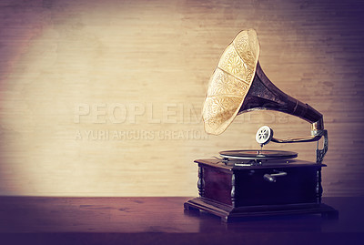 Buy stock photo Vintage style shot of a gramophone