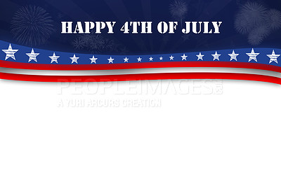 Buy stock photo Stars, stripes and USA with wallpaper for Independence Day celebration, flag with mockup space and national event. Abstract, graphic or illustration on background, American holiday or 4th of July
