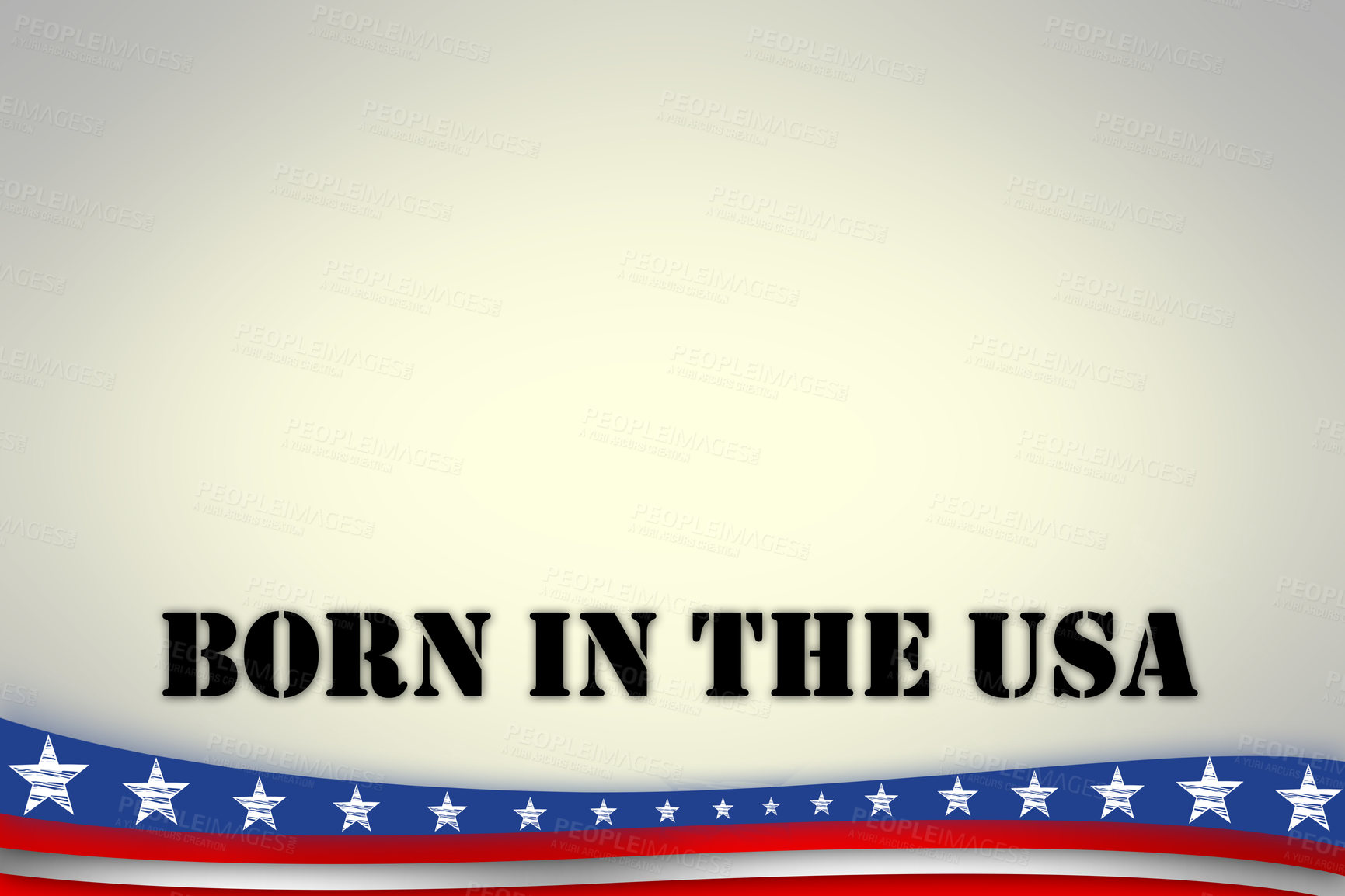 Buy stock photo Banner, illustration and USA with American flag of graphic, poster or billboard on a gray or abstract background. Empty, mockup space or text with pattern, stars or stripe of America or country theme