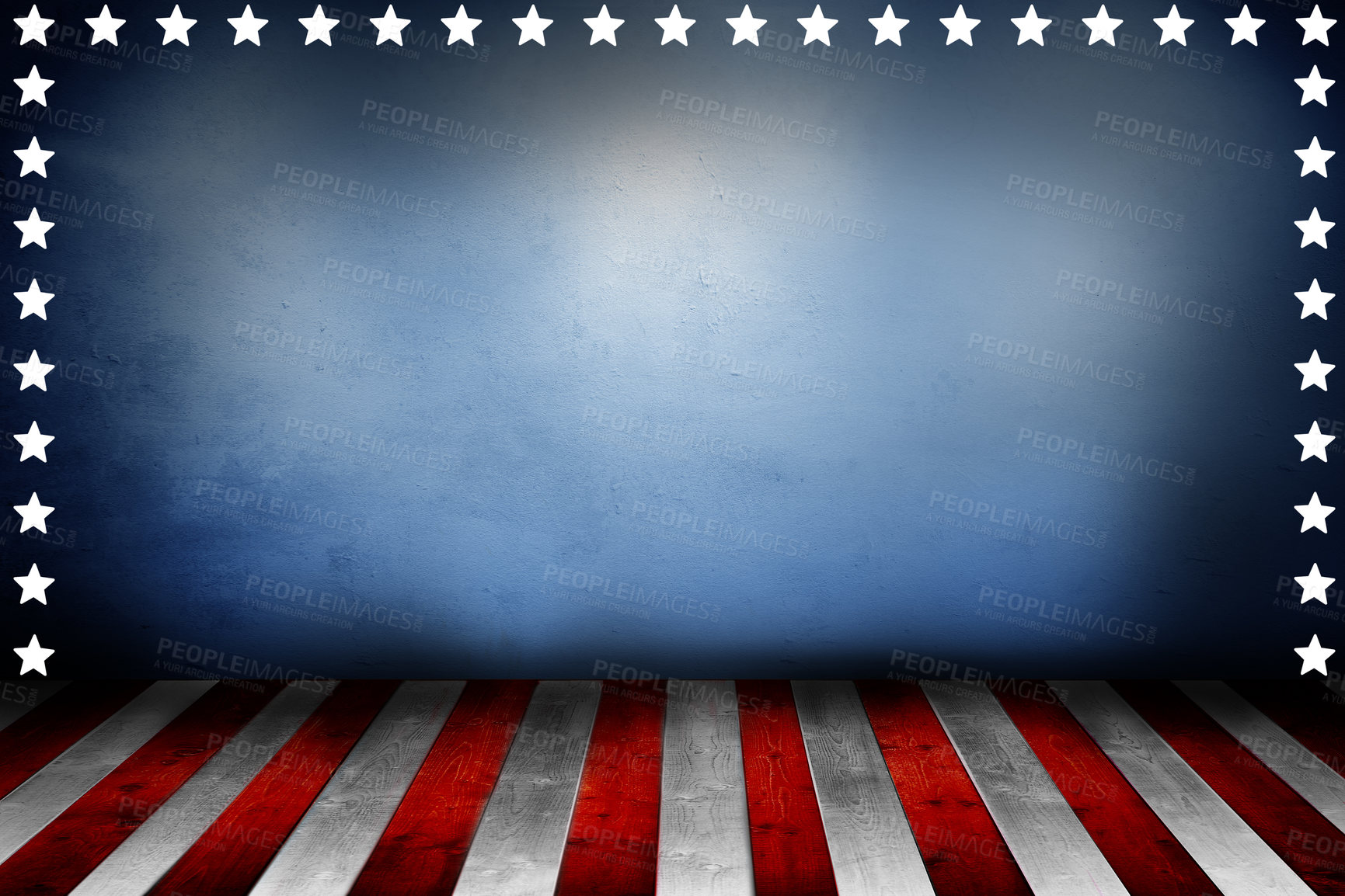 Buy stock photo Star, America and graphic with red stripes on banner for illustration, theme or abstract background. Empty, mockup space and symbol with pattern of USA icon for bravery, Independence Day or heritage
