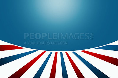 Buy stock photo Color, graphic and pattern with banner for illustration, theme or blue abstract background. Empty, lines and poster with stripes or icon for party, colorful invitation or wallpaper on mockup space