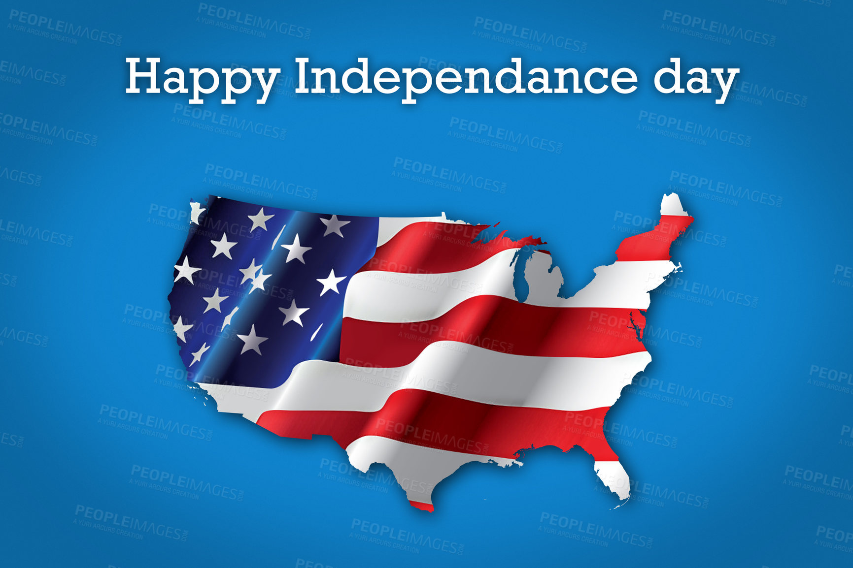 Buy stock photo Banner, USA and independence day with American flag of graphic, poster or billboard on a blue or abstract background. Empty, mockup space or text with pattern, stars or stripe of America or country