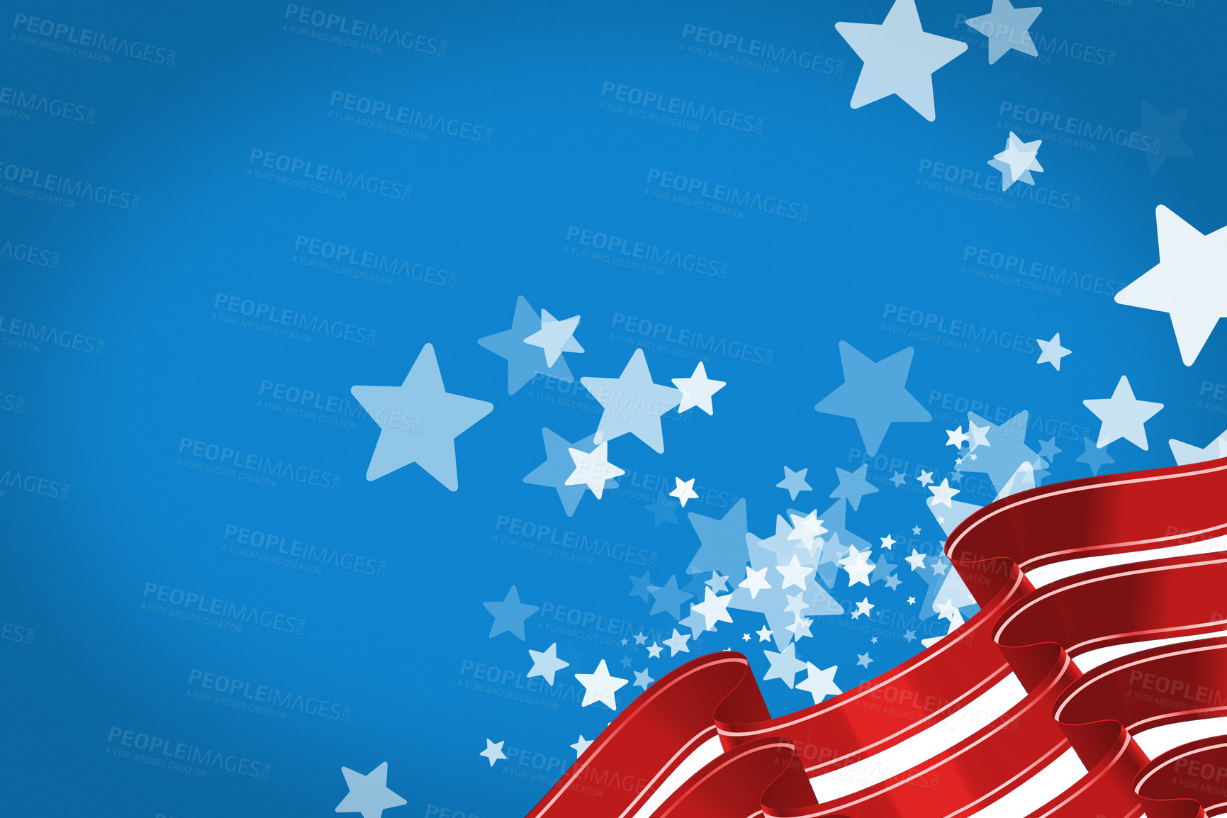 Buy stock photo Stars, stripes and wallpaper with US flag graphic, illustration or background with color. Red, blue and white, pride and American history with Independence day celebration, event and patriotic banner