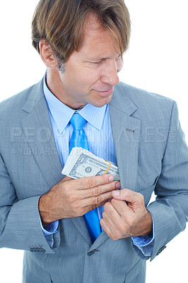 Buy stock photo Studio shot of a businessman isolated on white