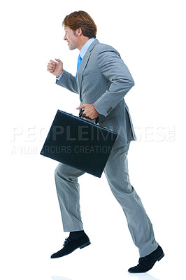 Buy stock photo Studio shot of a businessman isolated on white