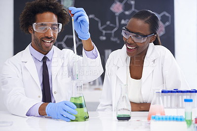 Buy stock photo Science, test tube and scientist people in lab for clinical research, study or chemical reaction experiment. Medical, vial and healthcare expert team with medicine, examination or pharma assessment