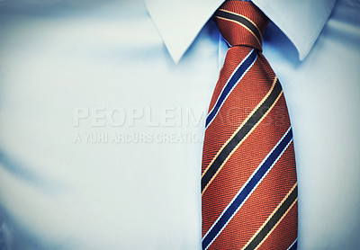 Buy stock photo Business, corporate and professional with tie of employee for fashion suit, executive and style. Formal, mockup space and shirt with closeup of chest of person for elegance, career and entrepreneur