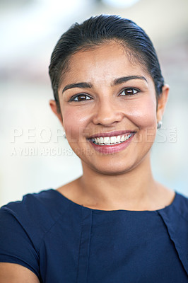 Buy stock photo Closeup portrait of an attractive young businesswoman in her office