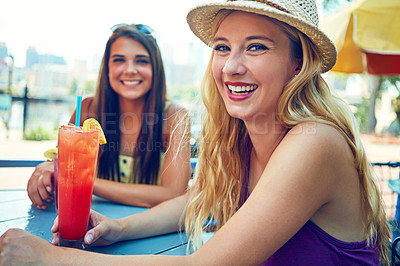 Buy stock photo Cropped shot of young people enjoying their summer vacation