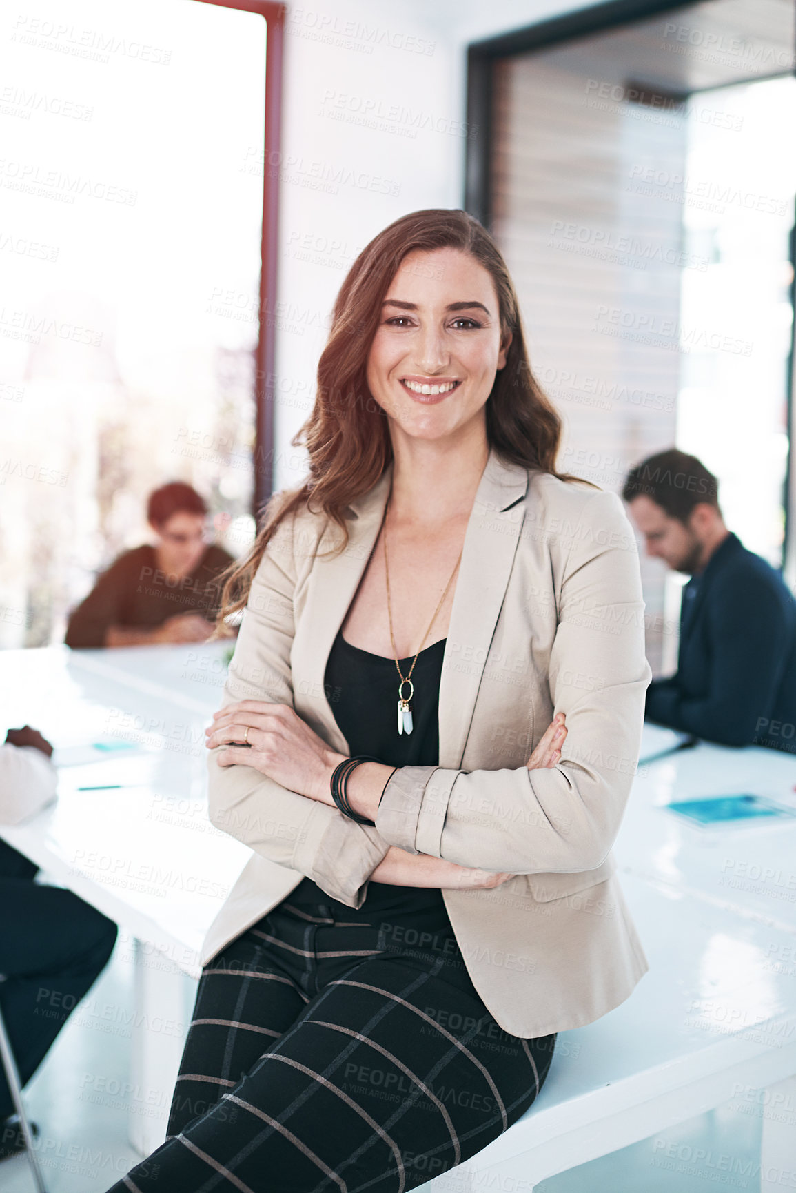 Buy stock photo Executive woman, leadership and portrait in office with pride for ideas, teamwork and career opportunity. Boss, corporate and face of female lawyer in workplace for law, confidence and collaboration