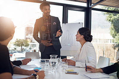 Buy stock photo Businessman, diversity and team for training, brainstorming or presentation in boardroom. Group, workplace and meeting in session for workshop with colleagues in discussion, working and together
