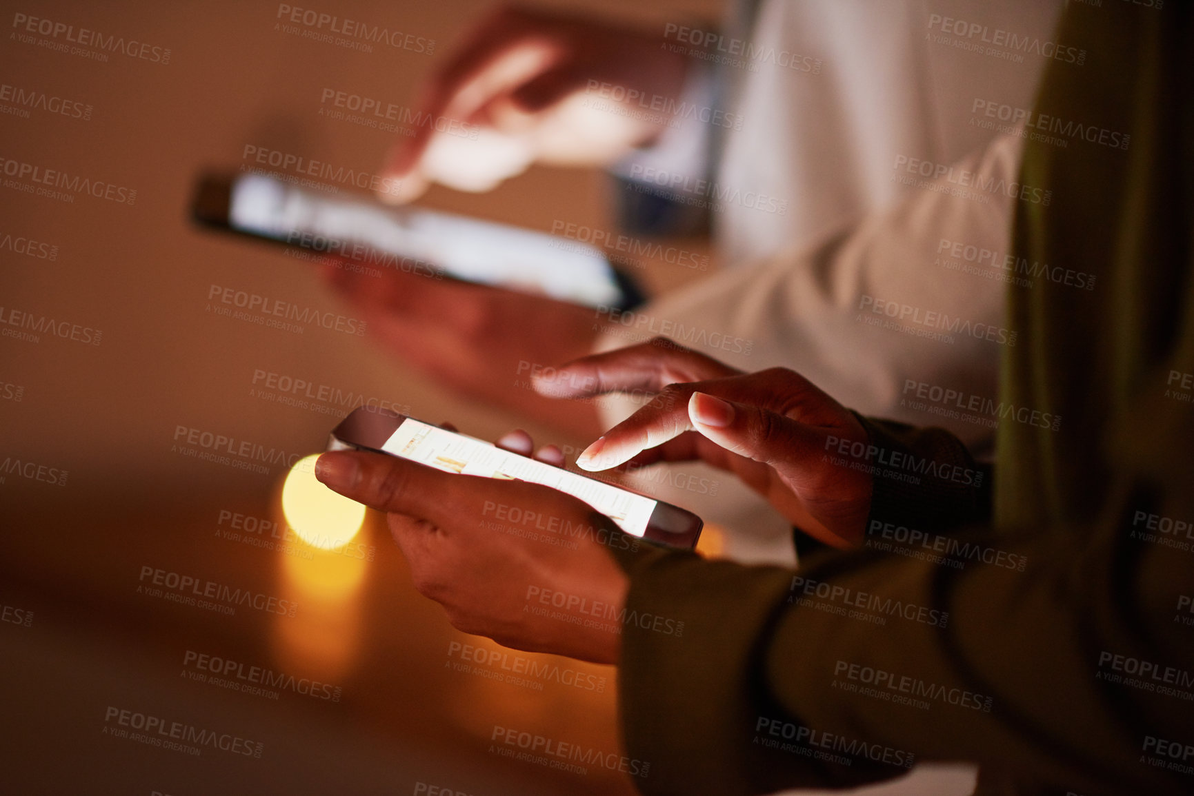 Buy stock photo Shot of an unrecognizable businesspeople using tablets in the office