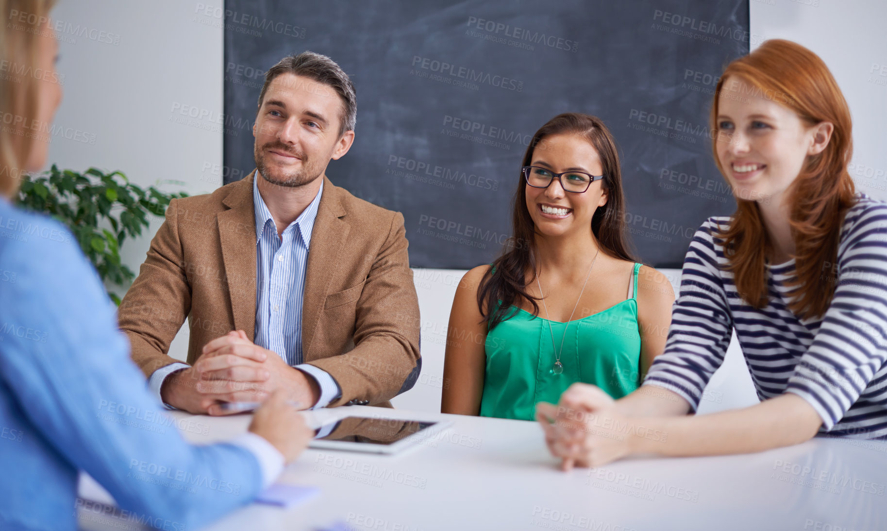 Buy stock photo Cropped shot of corporate businesspeople in the office