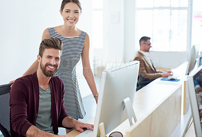 Buy stock photo Cropped shot of young designers in the workplace