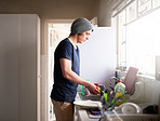 Keeping his kitchen clean