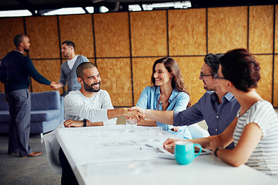 Buy stock photo Shot of a group of creative business colleagues in a meeting