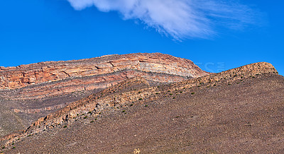 Buy stock photo Mountain view, nature and travel as wallpaper for adventure, sightseeing or outdoor as background. Countryside, landscape and wilderness for texture, panorama or sustainable in ecology or environment