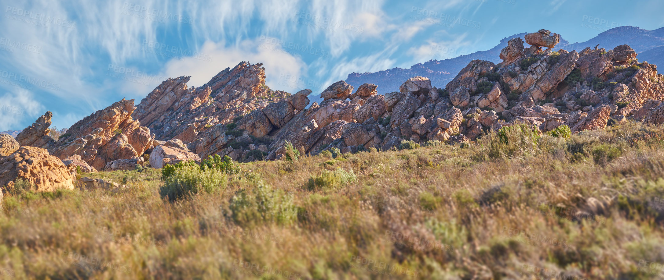 Buy stock photo The Cederberg Wilderness Area  a wonderfully rugged mountain range about 200km north of Cape Town. Largely unspoiled, this designated wilderness area is characterised by high altitude fynbos and, not surprisingly, considering the name, sizeable cedar trees.