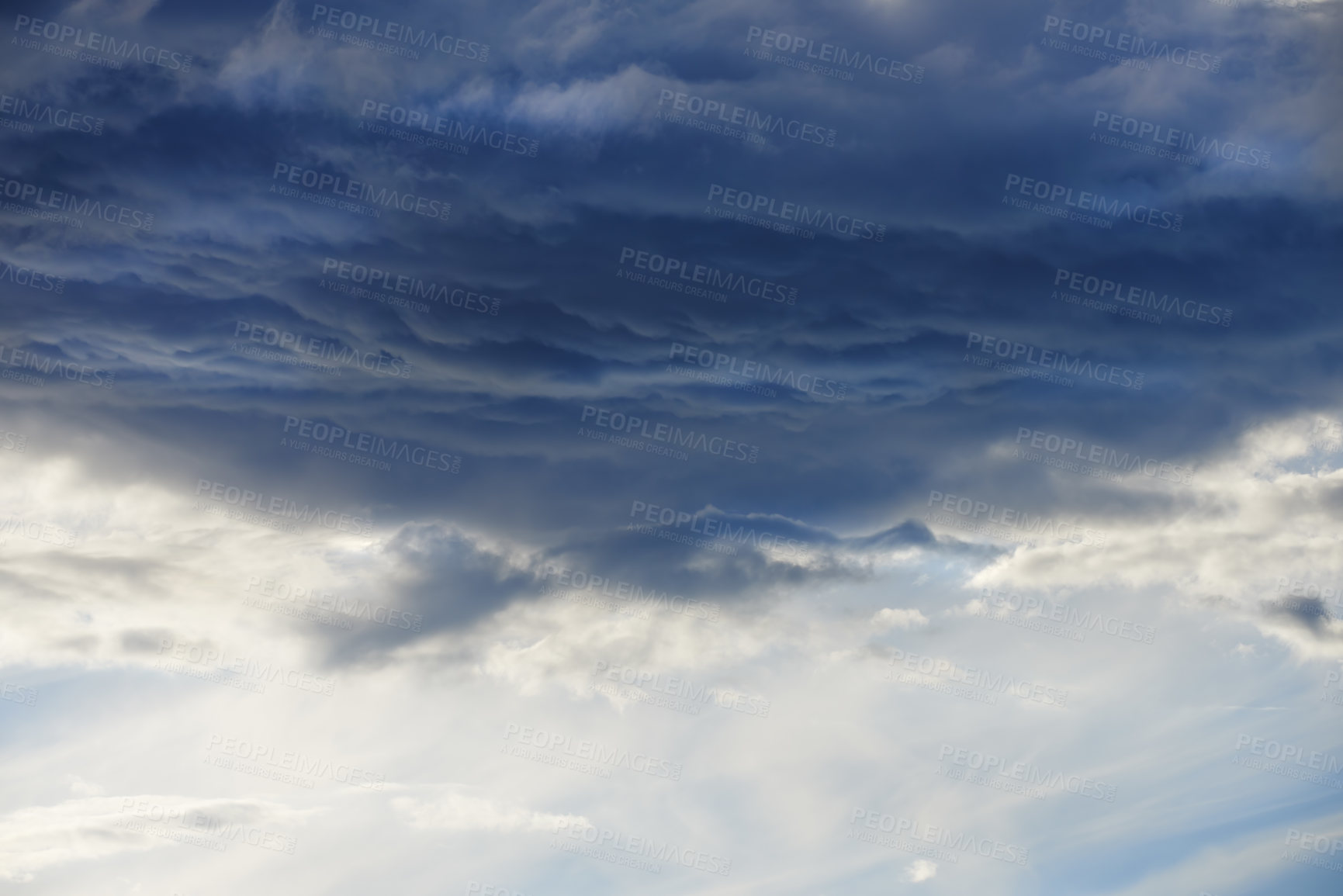 Buy stock photo Sky, nature and air in outdoor with cloud for humidity, climate change or environment. Empty, heaven and weather with skyline for landscape, clean ozone or condensation with natural atmosphere