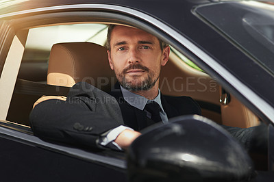 Buy stock photo Portrait of a businessman on his morning commute to work