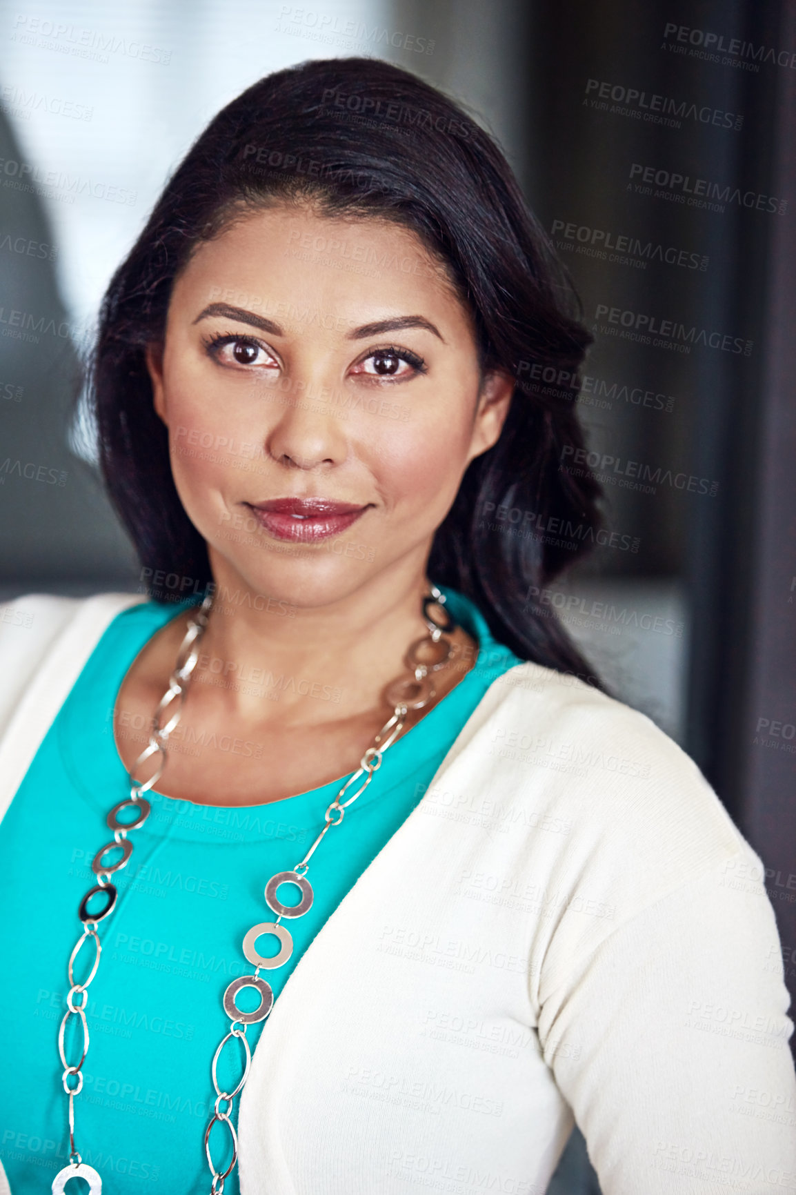 Buy stock photo Cropped portrait of a happy businesswoman in casual clothes