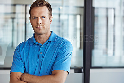 Buy stock photo Cropped portrait of a happy businessman in casual clothes