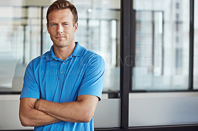 Buy stock photo Cropped portrait of a happy businessman in casual clothes