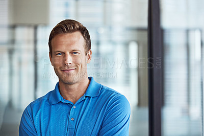 Buy stock photo Cropped portrait of a happy businessman in casual clothes