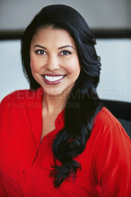 Buy stock photo Cropped portrait of a happy businesswoman in casual clothes