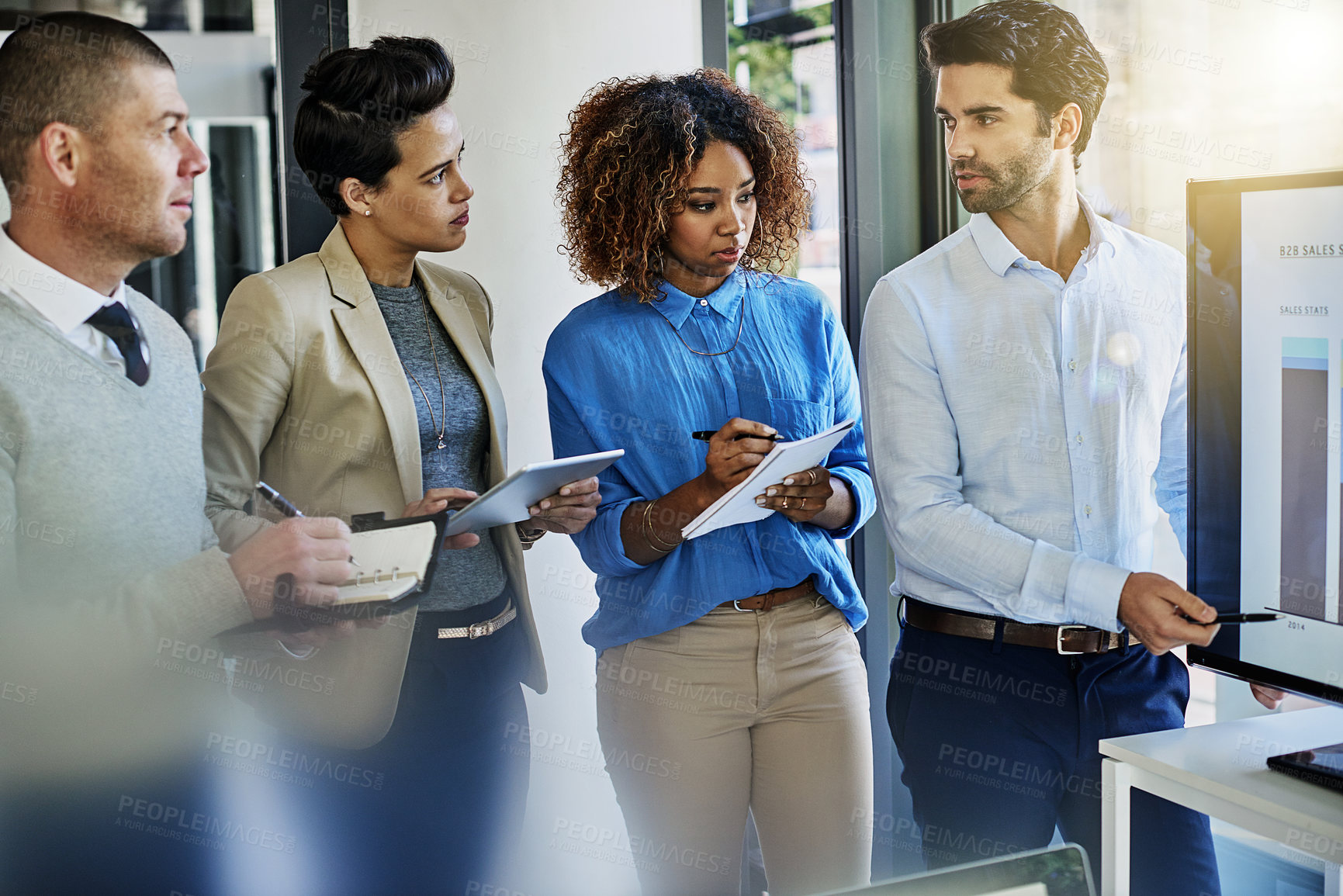 Buy stock photo Shot of a businessman giving a presentation in the boardroom